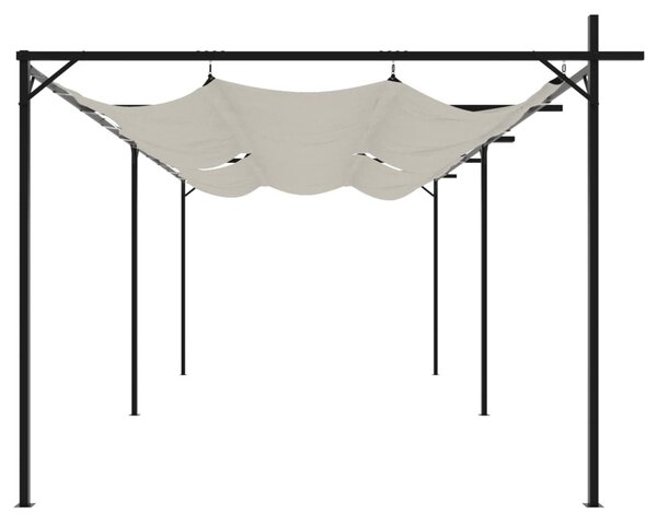 Krémszínű pergola behúzható tetővel 589 x 292 x 230 cm