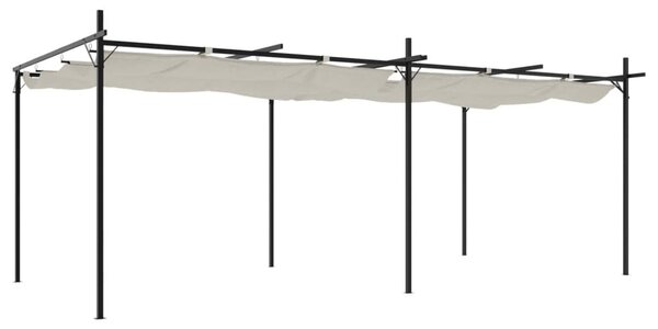 Krémszínű pergola behúzható tetővel 589 x 292 x 230 cm