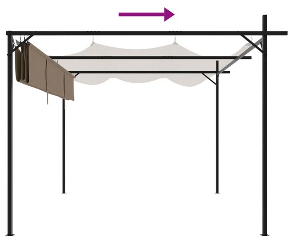Tópszínű pergola behúzható tetővel 295 x 292 x 230 cm