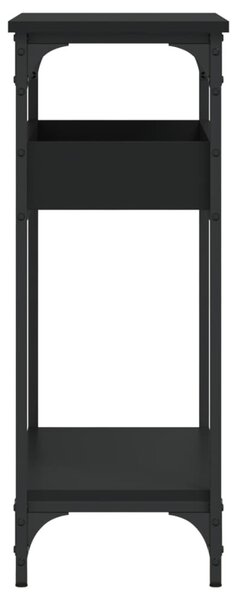 Fekete szerelt fa tálalóasztal polccal 75x29x75 cm