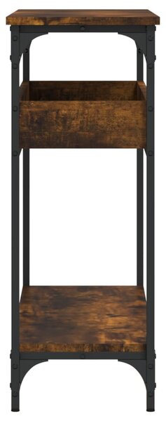 Füstös tölgy színű szerelt fa tálalóasztal polccal 100x29x75 cm