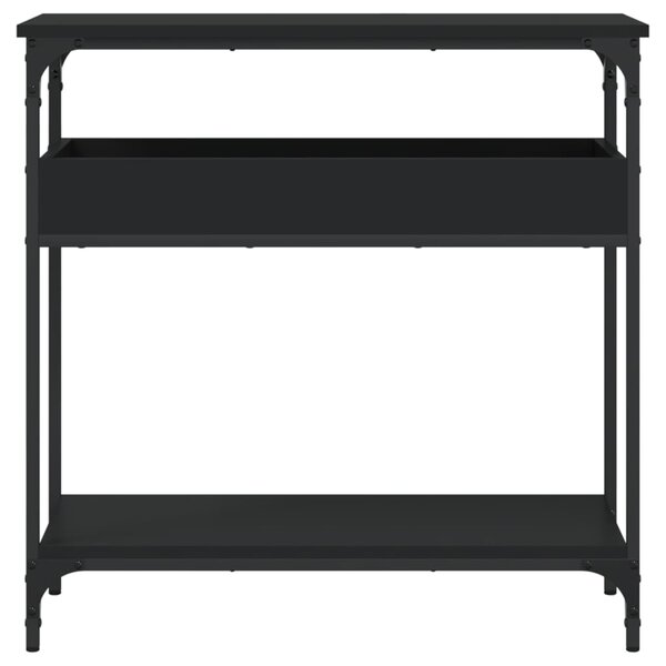 Fekete szerelt fa tálalóasztal polccal 75x29x75 cm