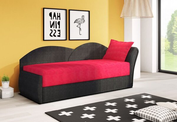AGA kinyitható kanapé, 200x80x75 cm, piros + fekete, (alova 46/alova 04), jobbos