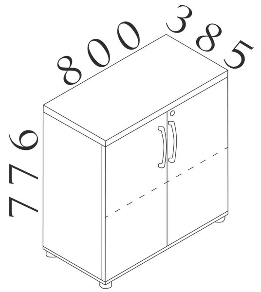 Alacsony szekrény Visio LUX 80 x 38,5 x 76 cm, tölgy