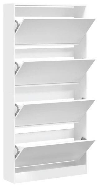 Fehér cipőszekrény 4 kihajtható fiókkal 80 x 21 x 163,5 cm