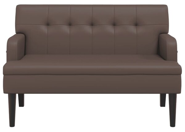 Barna műbőr pad háttámlával 112x65,5x75 cm