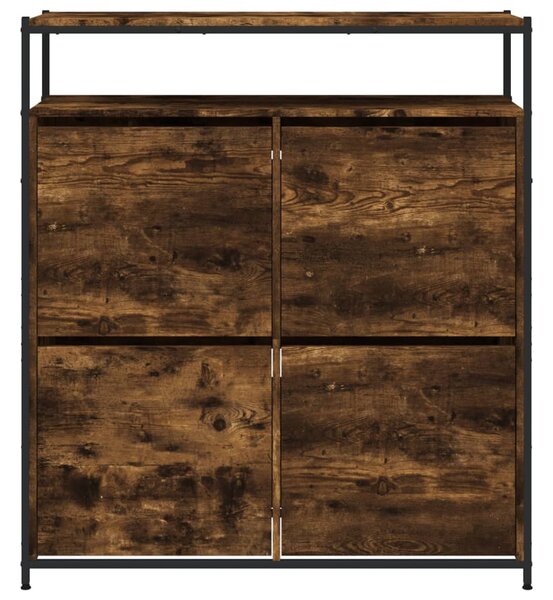 Füstös tölgy cipőszekrény 4 kihajtható fiókkal 100x34x112 cm