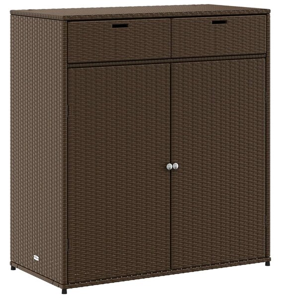 Barna polyrattan kerti tárolószekrény 105 x 55 x 113 cm