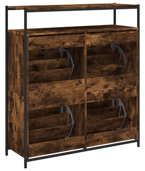 Füstös tölgy cipőszekrény 4 kihajtható fiókkal 100x34x112 cm