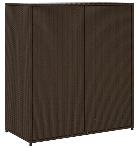 Barna polyrattan kerti tárolószekrény 105 x 55 x 113 cm