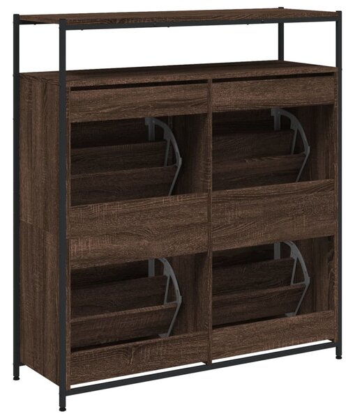 Barna tölgy cipőszekrény 4 kihajtható fiókkal 100x34x112 cm