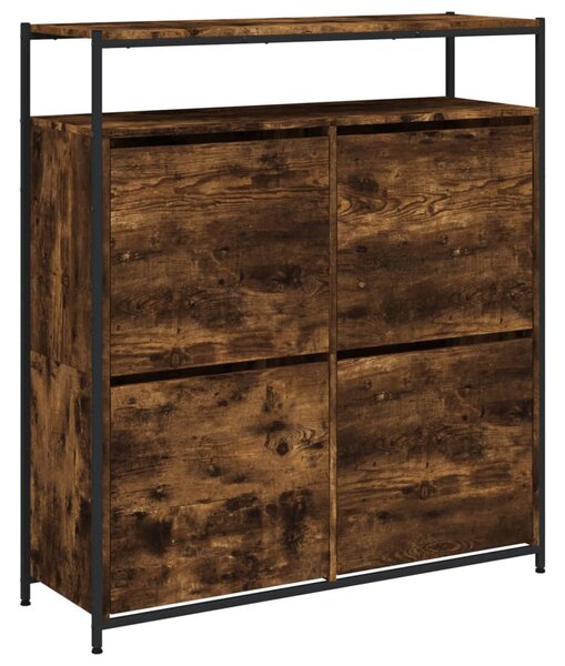 Füstös tölgy cipőszekrény 4 kihajtható fiókkal 100x34x112 cm