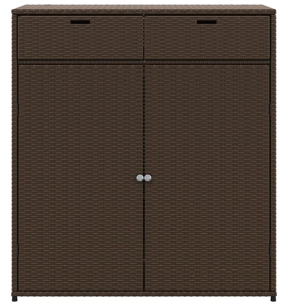 Barna polyrattan kerti tárolószekrény 105 x 55 x 113 cm