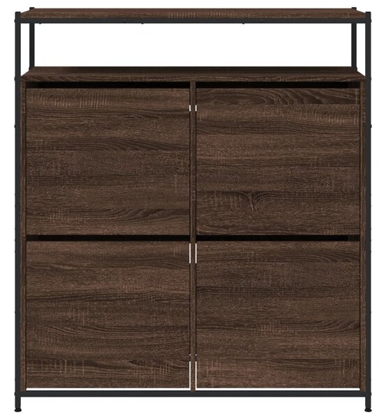 Barna tölgy cipőszekrény 4 kihajtható fiókkal 100x34x112 cm