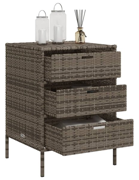 Szürke polyrattan kerti tárolószekrény 55 x 59 x 80 cm