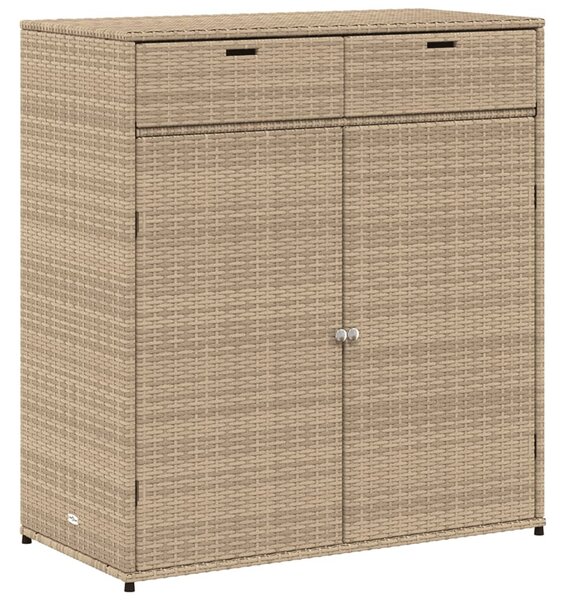 Bézs polyrattan kerti tárolószekrény 105 x 55 x 113 cm