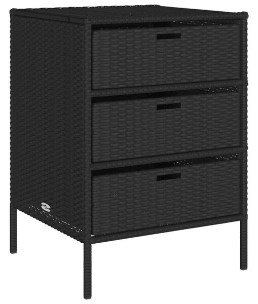 Fekete polyrattan kerti tárolószekrény 55 x 59 x 80 cm