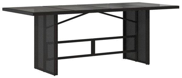 VidaXL fekete polyrattan üveglapos kerti asztal 190 x 90 x 75 cm