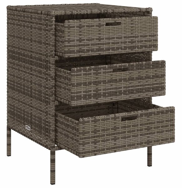 Szürke polyrattan kerti tárolószekrény 55 x 59 x 80 cm