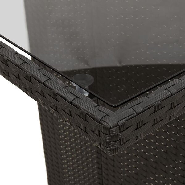 VidaXL fekete polyrattan üveglapos kerti asztal 190 x 90 x 75 cm