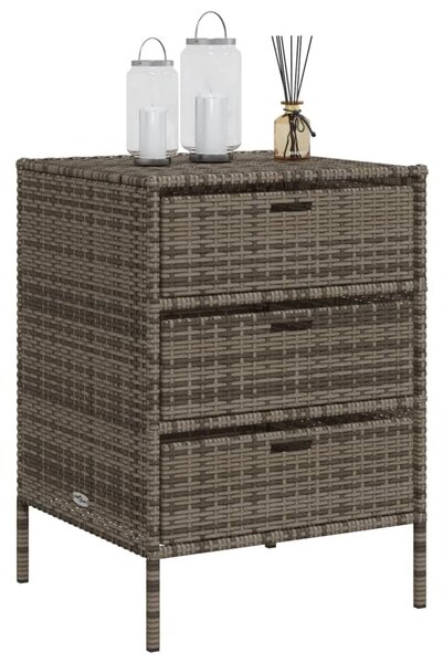 Szürke polyrattan kerti tárolószekrény 55 x 59 x 80 cm
