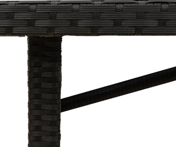 VidaXL fekete polyrattan üveglapos kerti asztal 190 x 90 x 75 cm