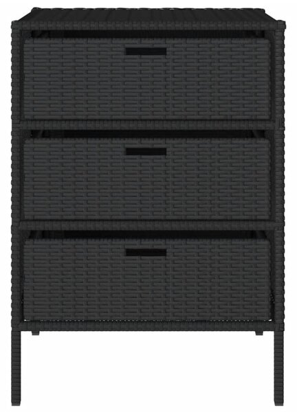 Fekete polyrattan kerti tárolószekrény 55 x 59 x 80 cm