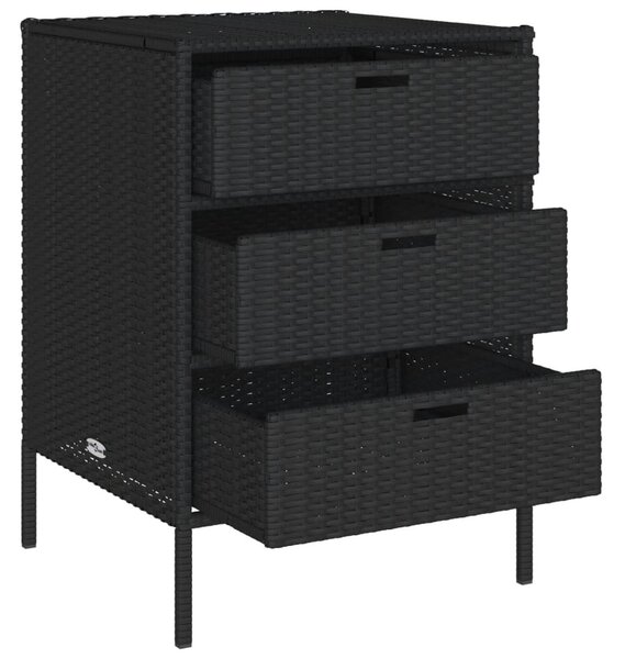 Fekete polyrattan kerti tárolószekrény 55 x 59 x 80 cm