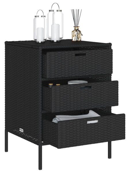 Fekete polyrattan kerti tárolószekrény 55 x 59 x 80 cm