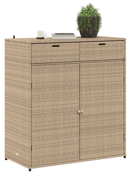 Bézs polyrattan kerti tárolószekrény 105 x 55 x 113 cm