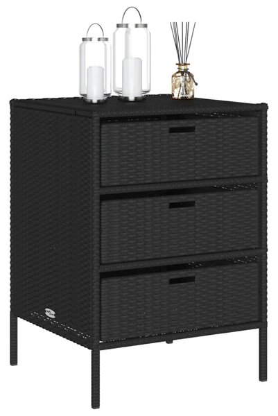 Fekete polyrattan kerti tárolószekrény 55 x 59 x 80 cm