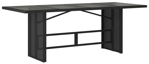 VidaXL fekete polyrattan üveglapos kerti asztal 190 x 90 x 75 cm