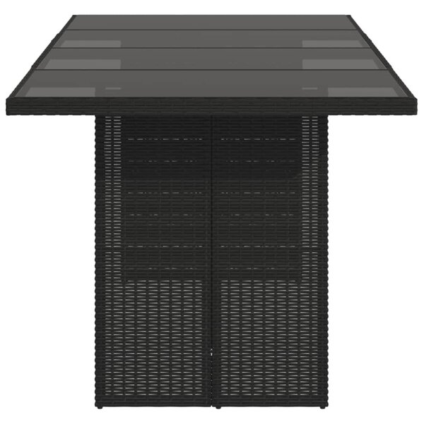 VidaXL fekete polyrattan üveglapos kerti asztal 190 x 90 x 75 cm