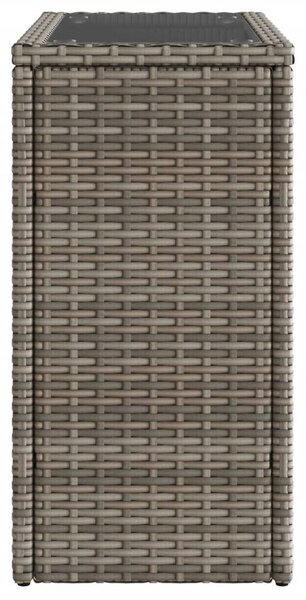 Szürke polyrattan kerti kisasztal üveg lappal 58 x 27,5 x 55 cm