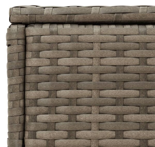 Szürke polyrattan kerti kisasztal üveg lappal 58 x 27,5 x 55 cm