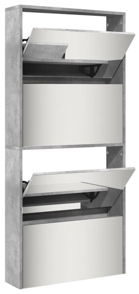 Betonszürke 4 szintes cipőszekrény tükörrel 63 x 17 x 134 cm