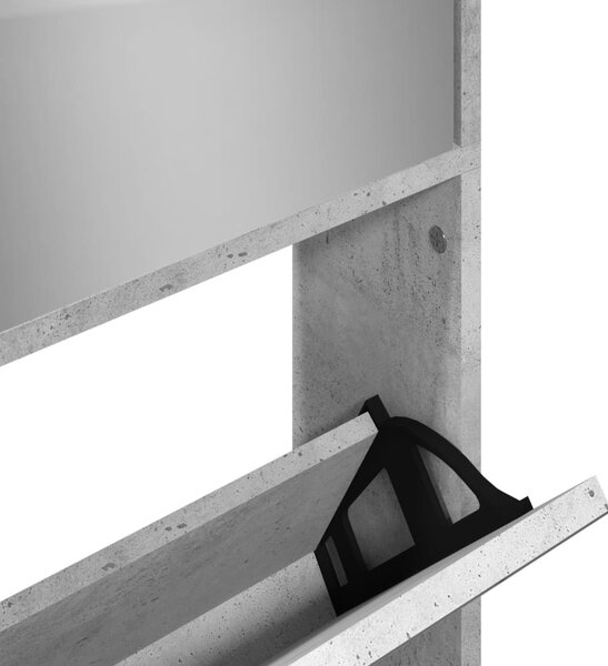 Betonszürke 4 szintes cipőszekrény tükörrel 63 x 17 x 134 cm