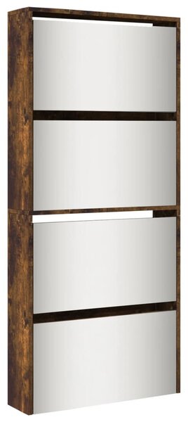 Füstös tölgy 4 szintes cipőszekrény tükörrel 63 x 17 x 134 cm