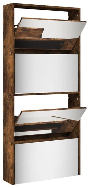 Füstös tölgy 4 szintes cipőszekrény tükörrel 63 x 17 x 134 cm