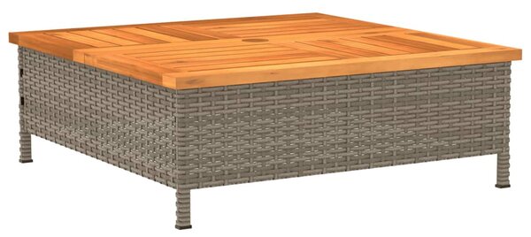 Szürke polyrattan és akácfa napernyőtalp-burkolat 70x70x25 cm