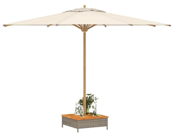 Szürke polyrattan és akácfa napernyőtalp-burkolat 70x70x25 cm