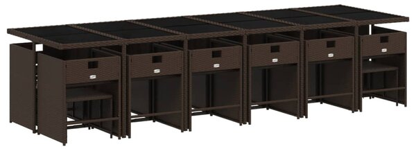 17 részes barna polyrattan kerti ülőgarnitúra párnákkal