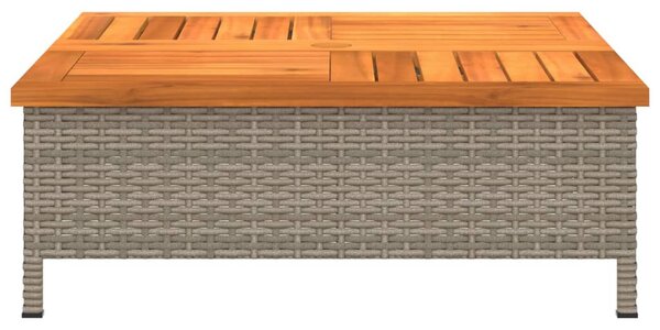 Szürke polyrattan és akácfa napernyőtalp-burkolat 70x70x25 cm