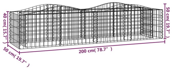 Íves horganyzott vas gabion magaságyás 200x50x50 cm