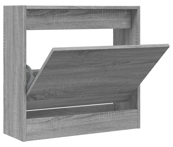 Szürke sonoma színű szerelt fa cipőszekrény 60 x 21 x 57 cm