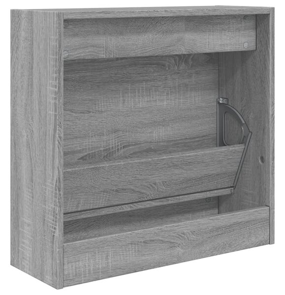 Szürke sonoma színű szerelt fa cipőszekrény 60 x 21 x 57 cm