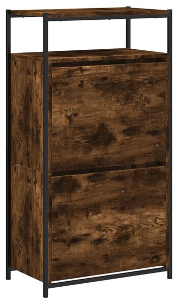 Füstös tölgy színű szerelt fa cipőszekrény 60x34x112 cm