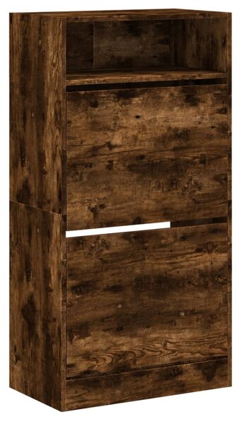 Füstös tölgy színű szerelt fa cipőszekrény 60x34x116 cm