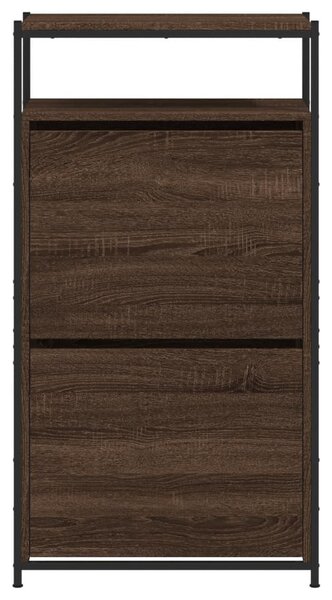 Barna tölgyszínű szerelt fa cipősszekrény 60x34x112 cm