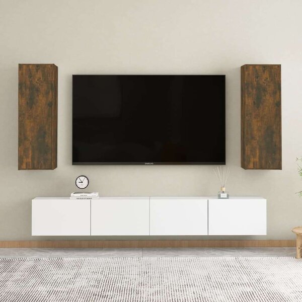 VidaXL 2 db füstös tölgy színű szerelt fa TV-szekrény 30,5x30x90 cm